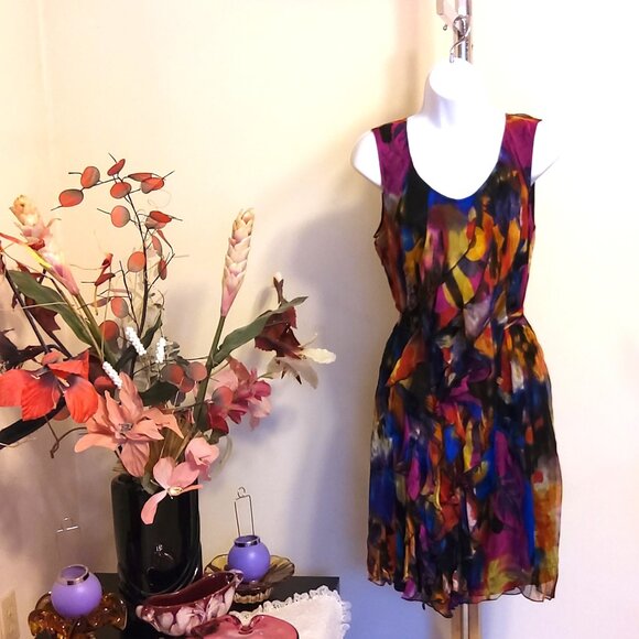 NWT SIMON CHANG Women's Unique Designed Ruffle Lined Summer Dress 12 - Picture 5 of 10